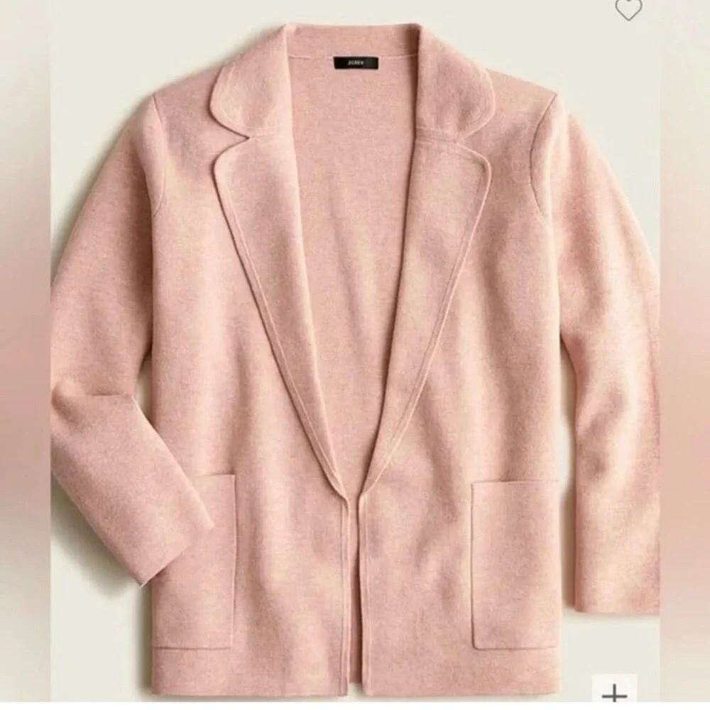 J.Crew Eloise Sweater Blazer XL Pink Open Front Cardigan Pockets Relaxed Fit